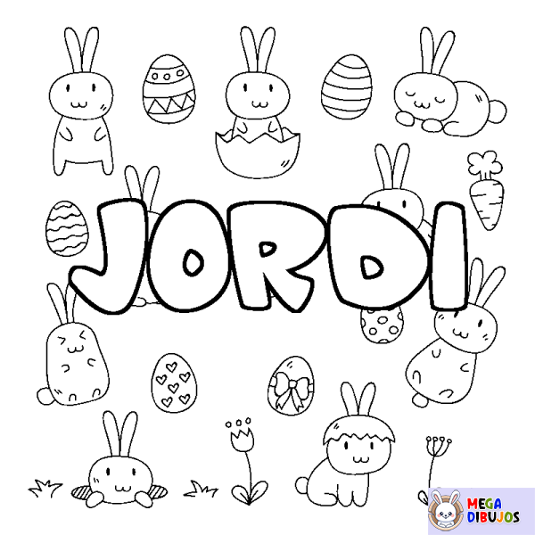 Coloración del nombre JORDI - decorado Pascua