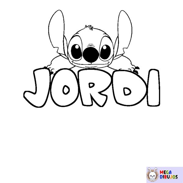 Coloración del nombre JORDI - decorado Stitch