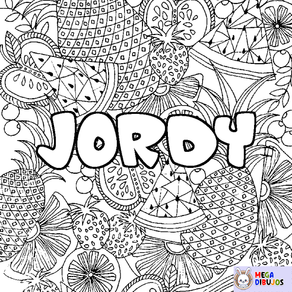 Coloración del nombre JORDY - decorado mandala de frutas