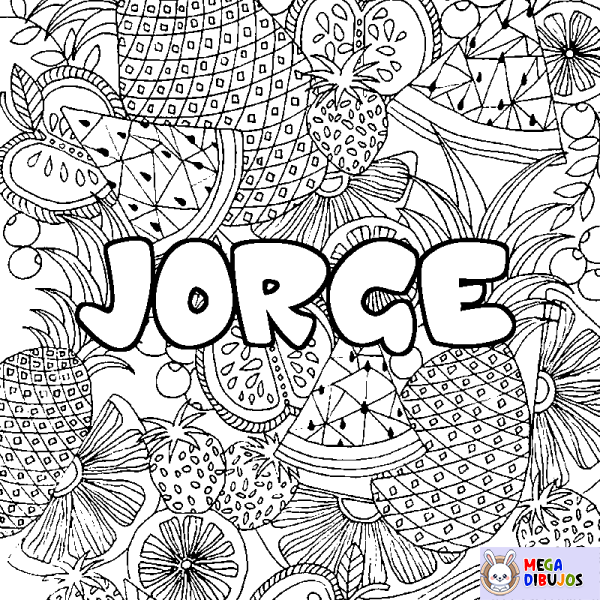 Coloración del nombre JORGE - decorado mandala de frutas