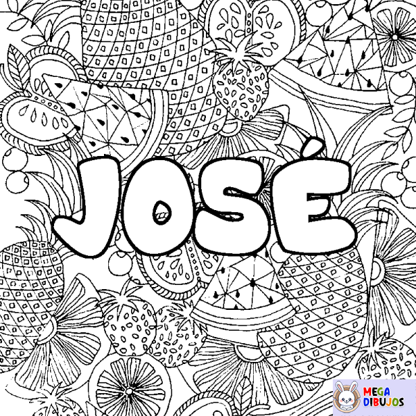 Coloración del nombre JOS&Eacute; - decorado mandala de frutas