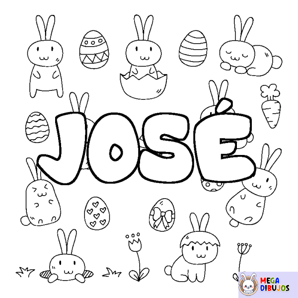 Coloración del nombre JOS&Eacute; - decorado Pascua