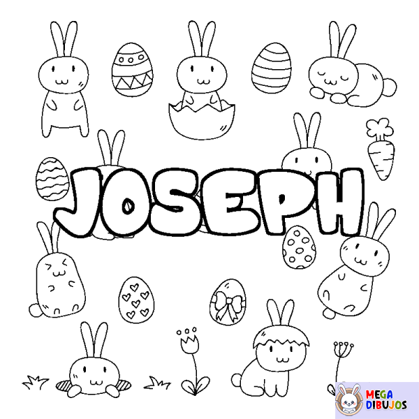 Coloración del nombre JOSEPH - decorado Pascua