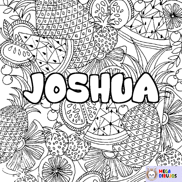 Coloración del nombre JOSHUA - decorado mandala de frutas