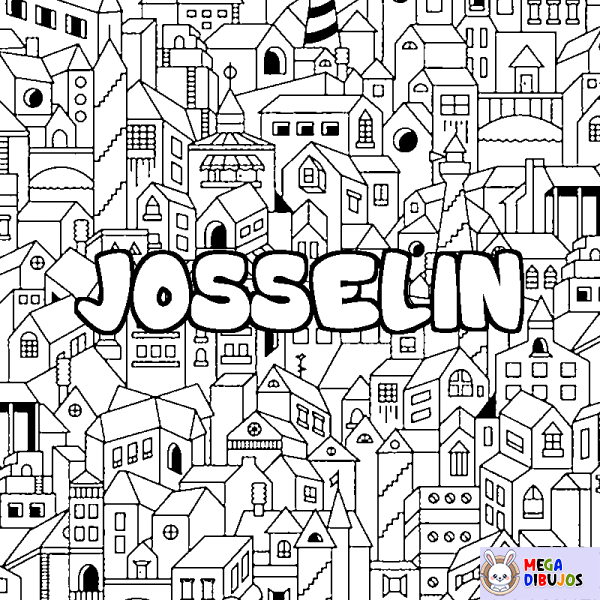 Coloración del nombre JOSSELIN - decorado ciudad