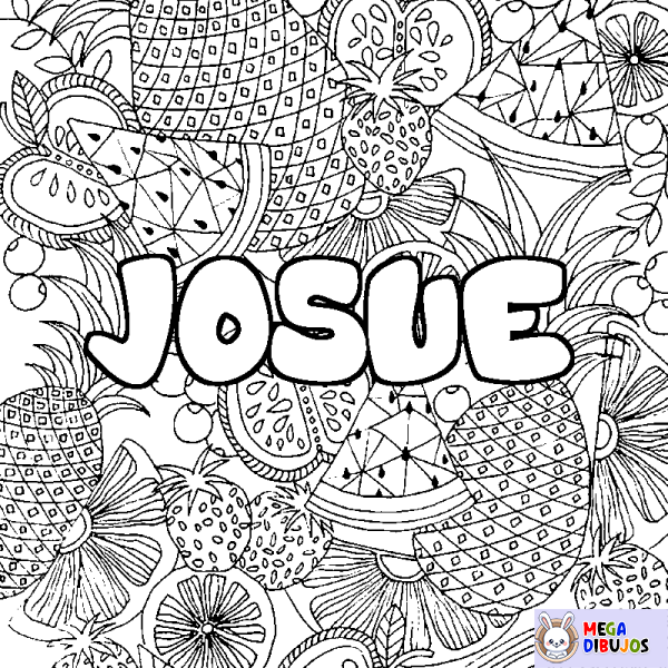 Coloración del nombre JOSUE - decorado mandala de frutas