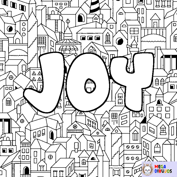 Coloración del nombre JOY - decorado ciudad