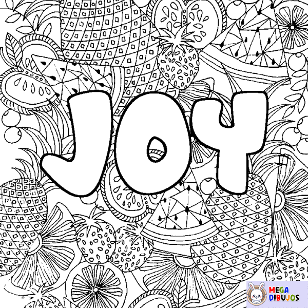 Coloración del nombre JOY - decorado mandala de frutas