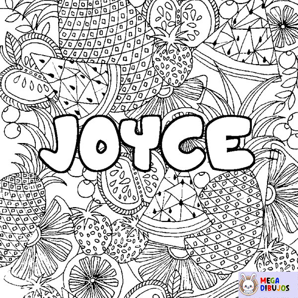 Coloración del nombre JOYCE - decorado mandala de frutas