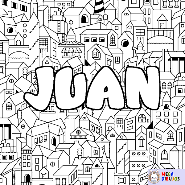 Coloración del nombre JUAN - decorado ciudad