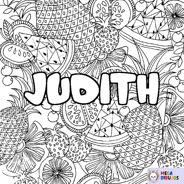 Coloración del nombre JUDITH - decorado mandala de frutas