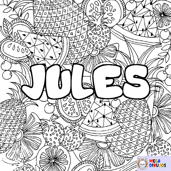 Coloración del nombre JULES - decorado mandala de frutas