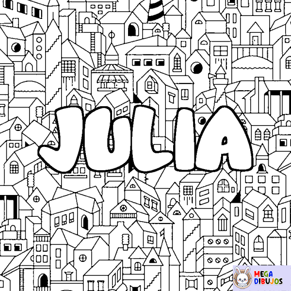 Coloración del nombre JULIA - decorado ciudad