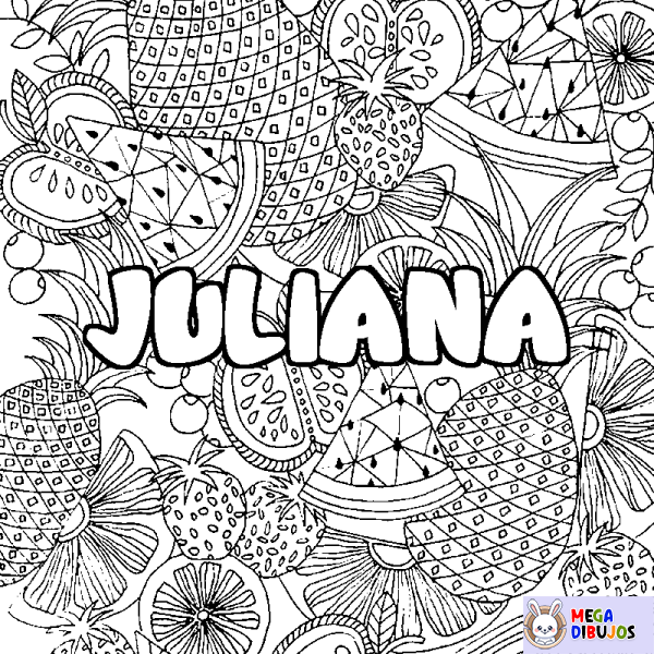 Coloración del nombre JULIANA - decorado mandala de frutas