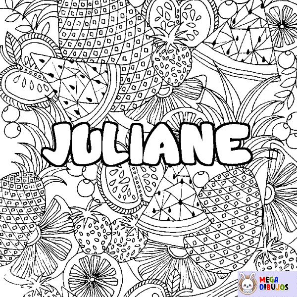 Coloración del nombre JULIANE - decorado mandala de frutas