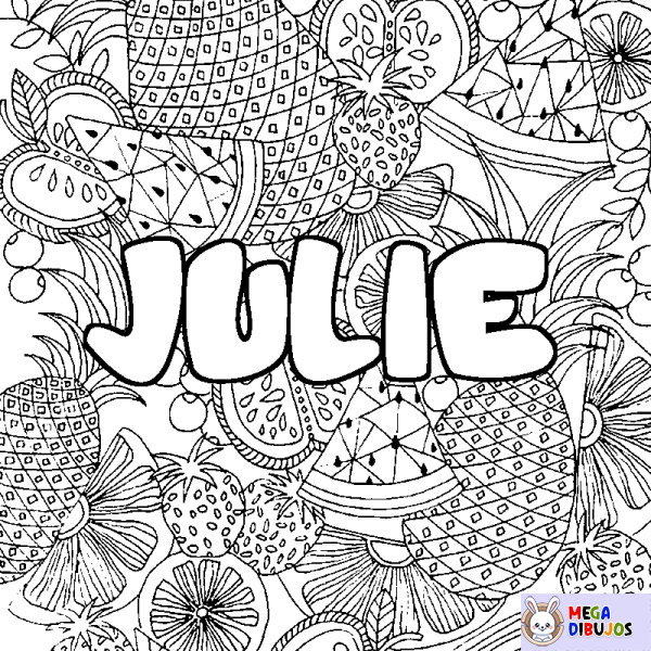 Coloración del nombre JULIE - decorado mandala de frutas