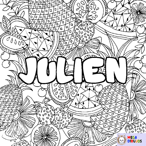 Coloración del nombre JULIEN - decorado mandala de frutas