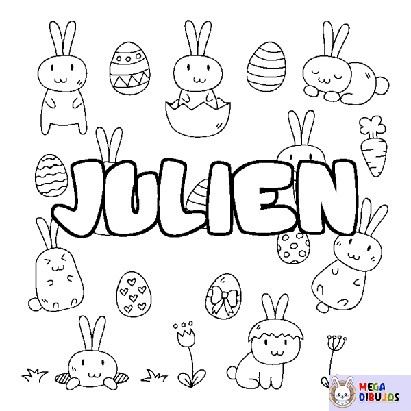 Coloración del nombre JULIEN - decorado Pascua