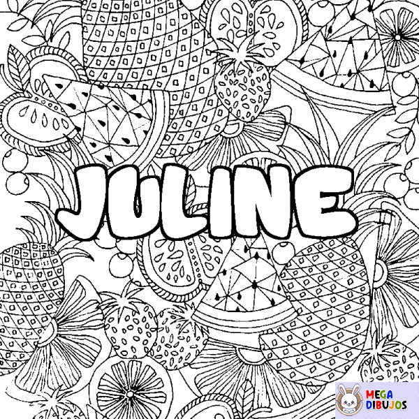 Coloración del nombre JULINE - decorado mandala de frutas