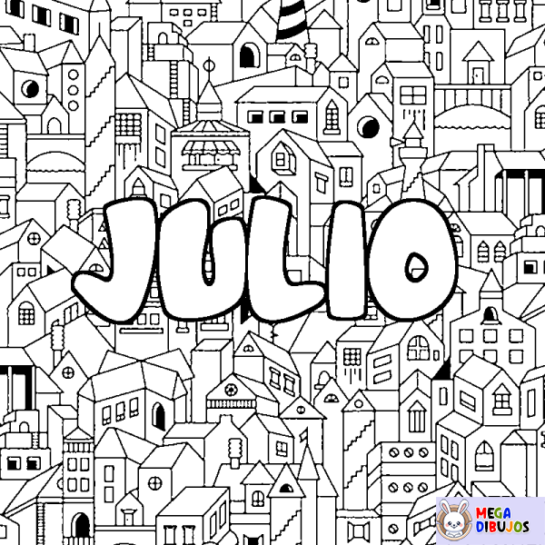 Coloración del nombre JULIO - decorado ciudad