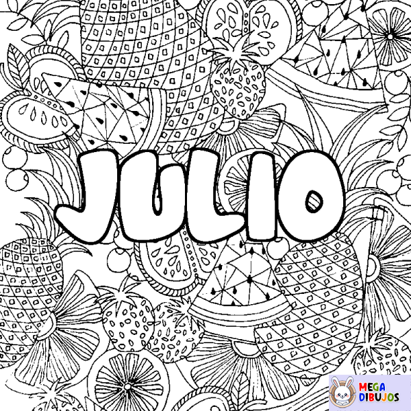 Coloración del nombre JULIO - decorado mandala de frutas