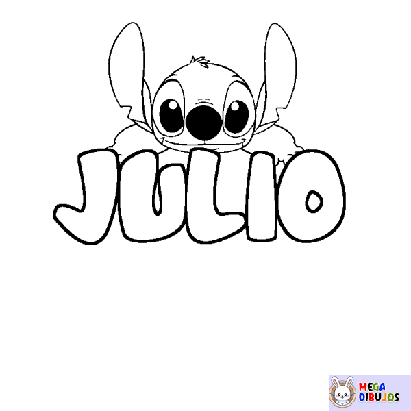 Coloración del nombre JULIO - decorado Stitch