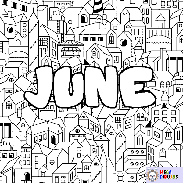 Coloración del nombre JUNE - decorado ciudad