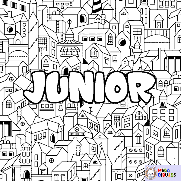 Coloración del nombre JUNIOR - decorado ciudad