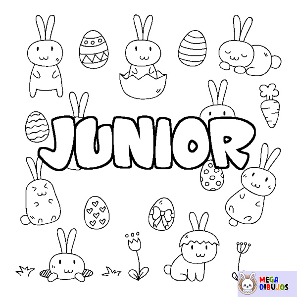 Coloración del nombre JUNIOR - decorado Pascua