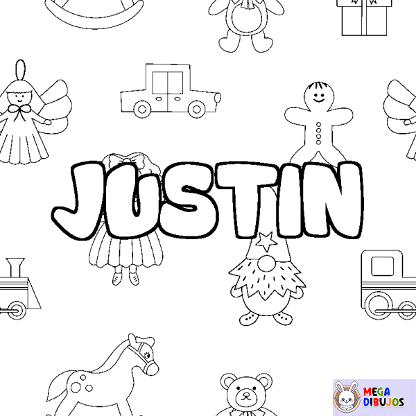 Coloración del nombre JUSTIN - decorado juguetes