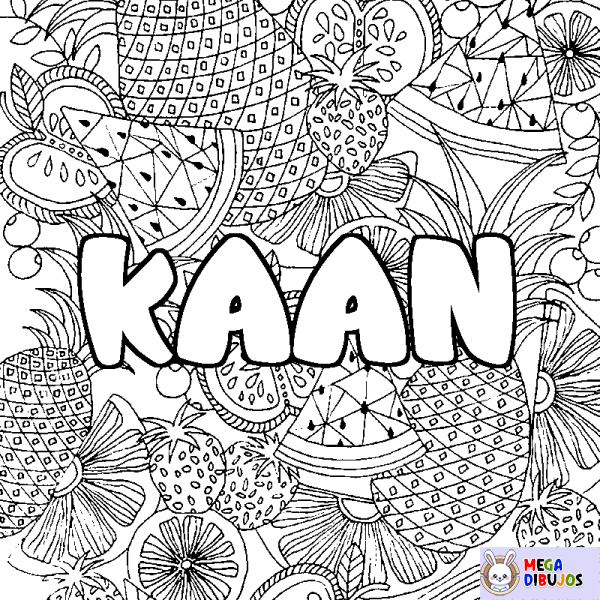 Coloración del nombre KAAN - decorado mandala de frutas