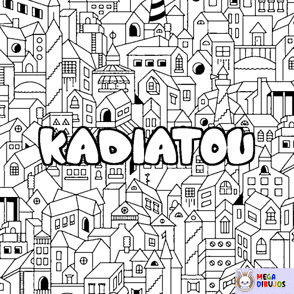 Coloración del nombre KADIATOU - decorado ciudad