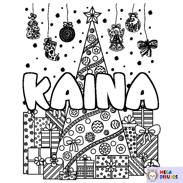 Coloración del nombre KAINA - decorado &aacute;rbol de Navidad y regalos