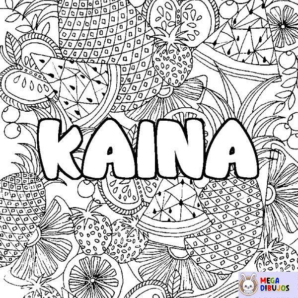 Coloración del nombre KAINA - decorado mandala de frutas