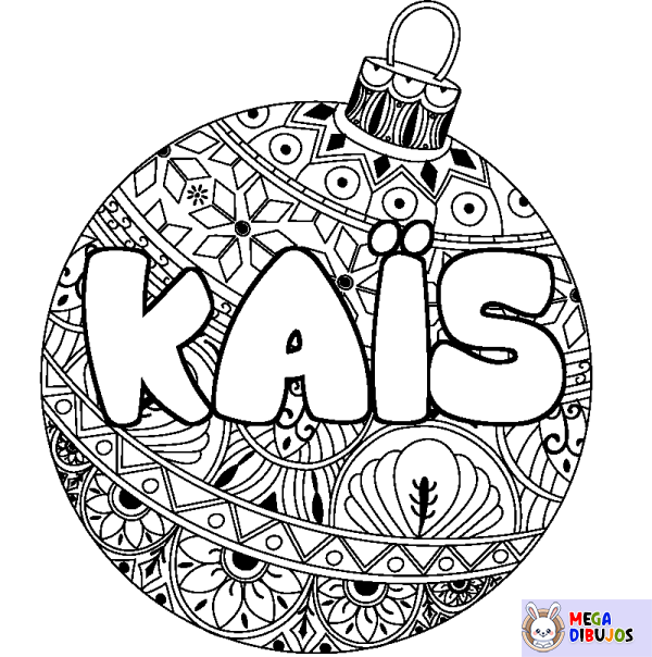 Coloración del nombre KA&Iuml;S - decorado bola de Navidad