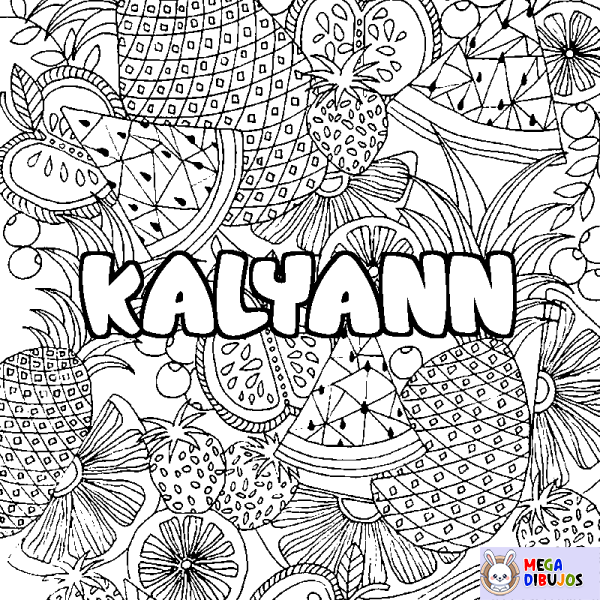 Coloración del nombre KALYANN - decorado mandala de frutas