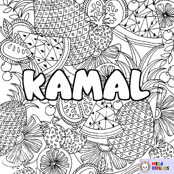 Coloración del nombre KAMAL - decorado mandala de frutas