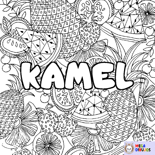 Coloración del nombre KAMEL - decorado mandala de frutas