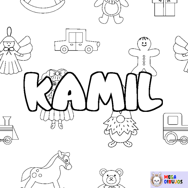 Coloración del nombre KAMIL - decorado juguetes