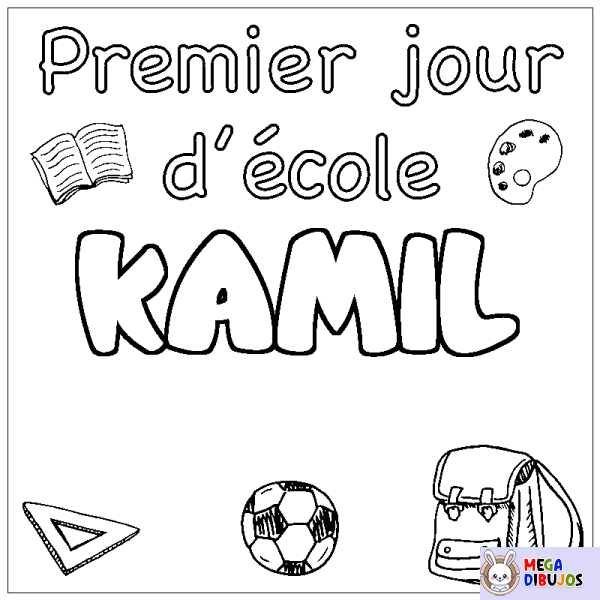 Coloración del nombre KAMIL - decorado primer d&iacute;a de escuela