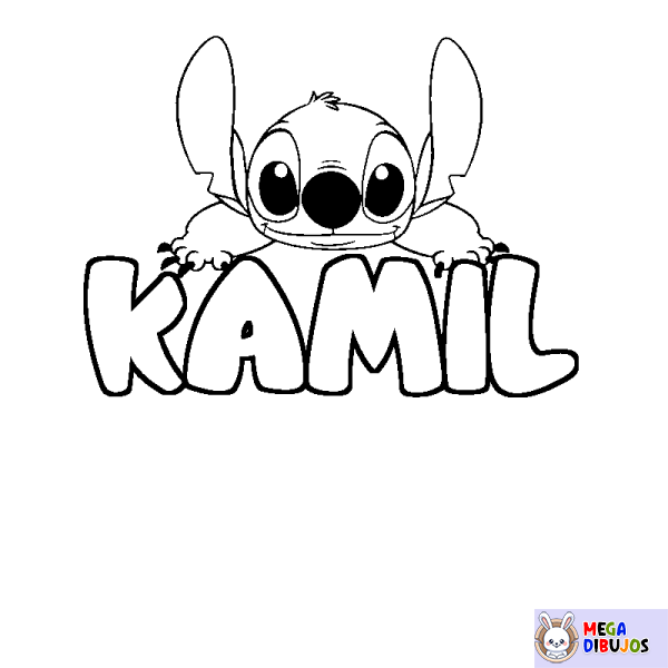 Coloración del nombre KAMIL - decorado Stitch