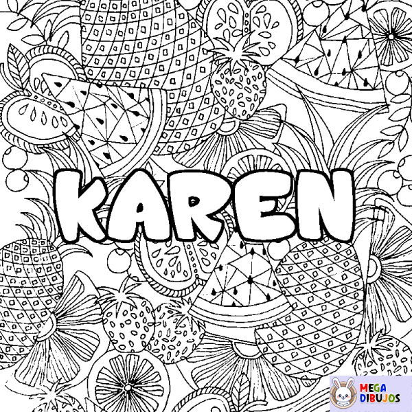 Coloración del nombre KAREN - decorado mandala de frutas