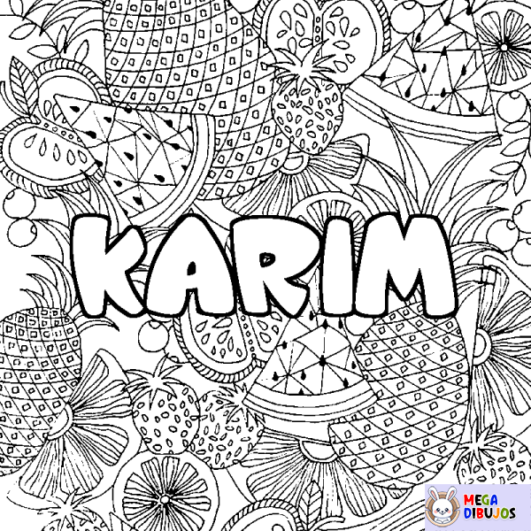 Coloración del nombre KARIM - decorado mandala de frutas