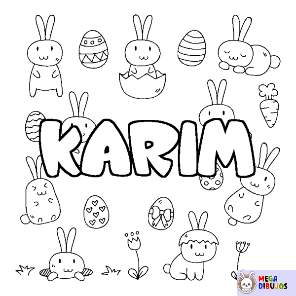 Coloración del nombre KARIM - decorado Pascua