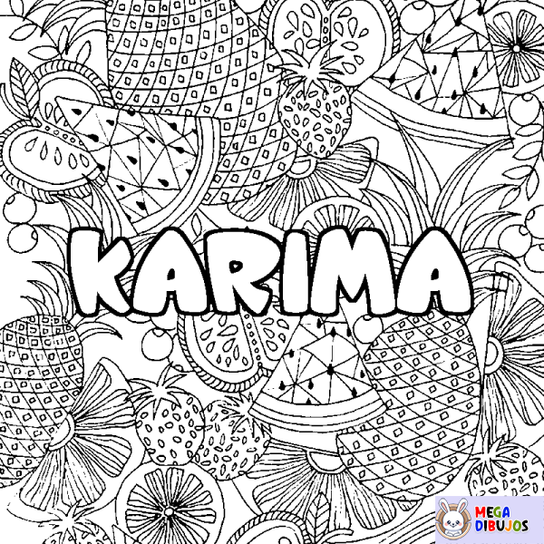 Coloración del nombre KARIMA - decorado mandala de frutas