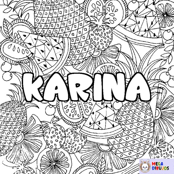 Coloración del nombre KARINA - decorado mandala de frutas