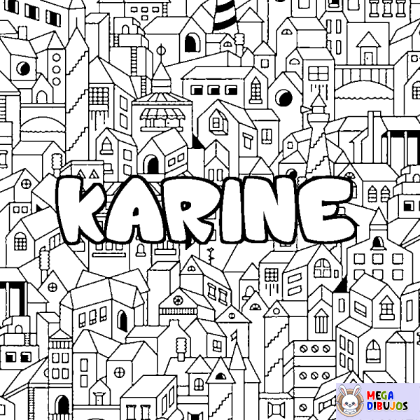 Coloración del nombre KARINE - decorado ciudad