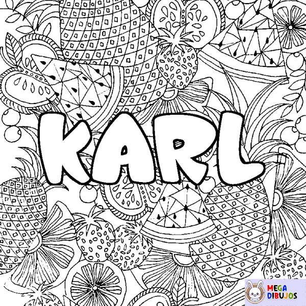 Coloración del nombre KARL - decorado mandala de frutas