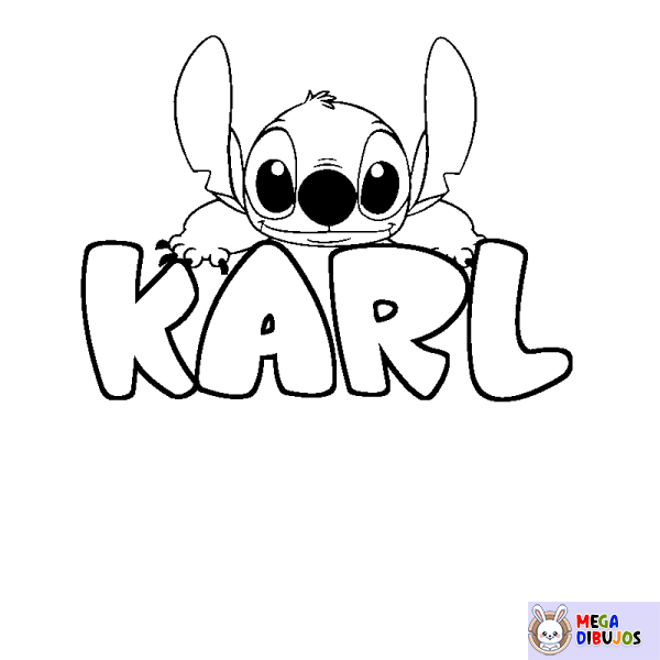 Coloración del nombre KARL - decorado Stitch