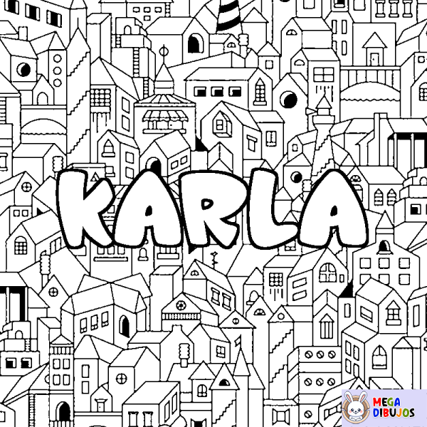 Coloración del nombre KARLA - decorado ciudad